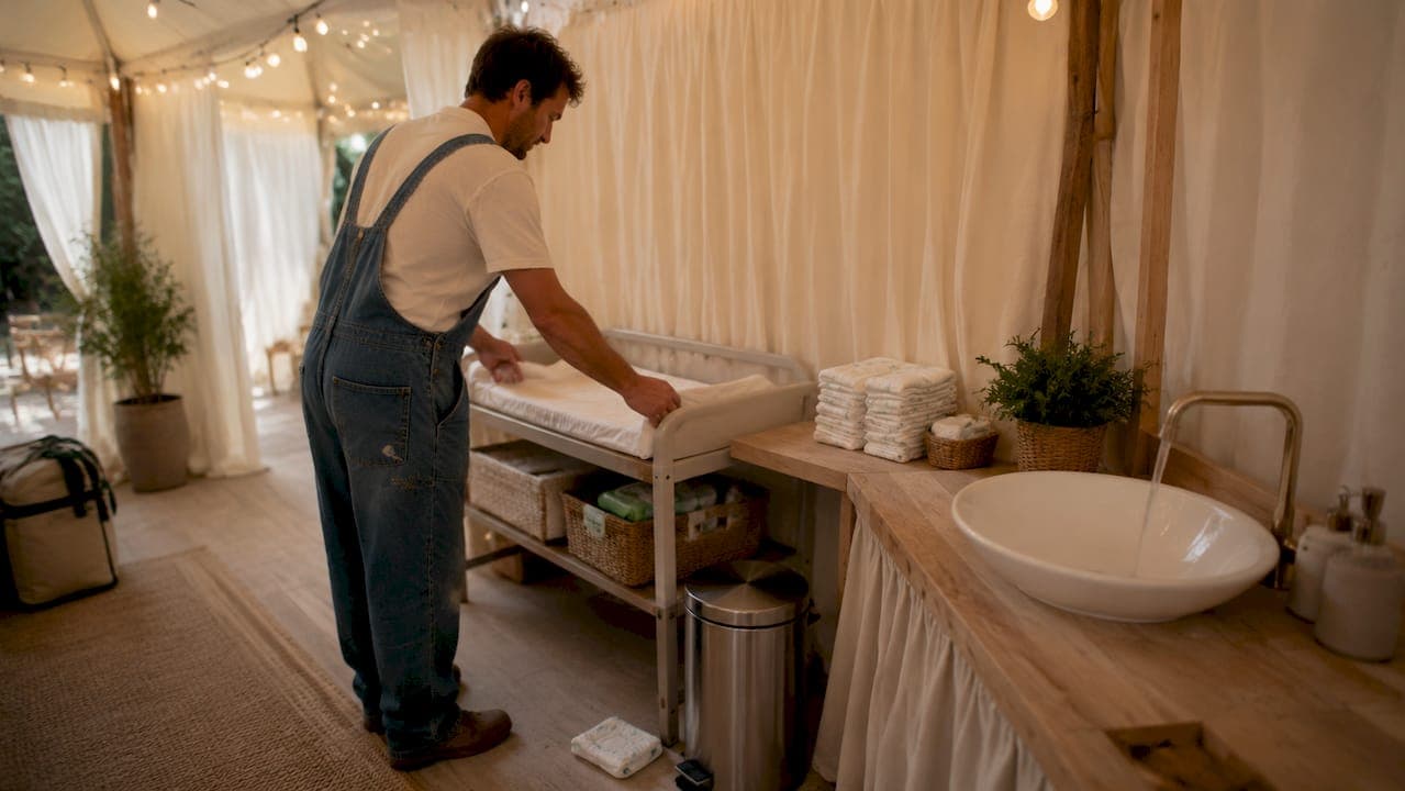 Équipements bébé pour loge sanitaire mariage : guide 2026